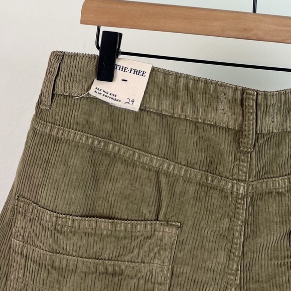 NEW Free People Pax Mid Rise Corduroy Straight Leg Pants in Olive Green - Picture 5 of 6